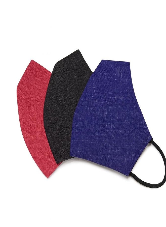 Xtore Breathable 2 Layer Cotton Reuseable & Washable Mask (Pack of 3) (Red, Black, & Blue, Without Valve, Pack of 3) for Unisex - Image 1