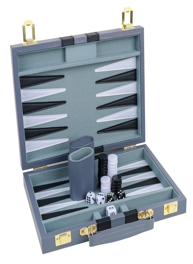 RERIVER Backgammon Set 2 players Classic Backgammon Sets for Adults Board Game with Premium Leather Case Portable and Travel Backgammon Set (Grey, 11inch) - Image 1