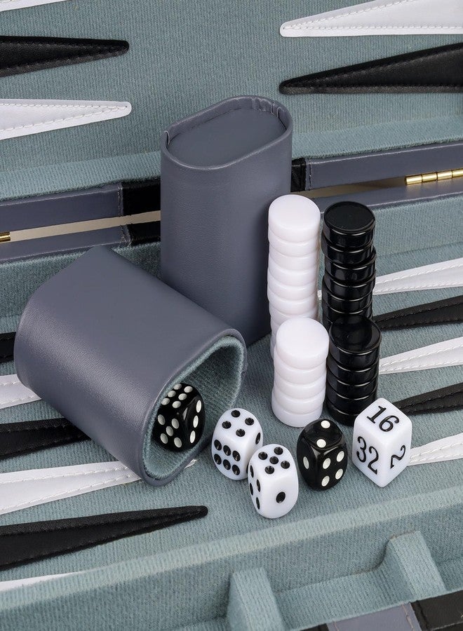 RERIVER Backgammon Set 2 players Classic Backgammon Sets for Adults Board Game with Premium Leather Case Portable and Travel Backgammon Set (Grey, 11inch) - Image 4
