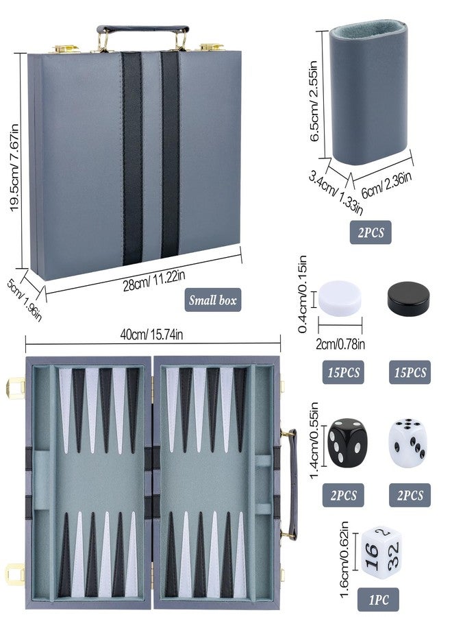 RERIVER Backgammon Set 2 players Classic Backgammon Sets for Adults Board Game with Premium Leather Case Portable and Travel Backgammon Set (Grey, 11inch) - Image 2