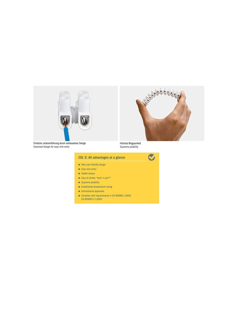 Electro Terminal Wire Connector Strip 10 Position Screw on Terminal Block, NF CE EAC RoHS Standard Cable Connectors, EKL WEISS Seiries Made in Austria (2.5-10mm Single Strip) - Image 2