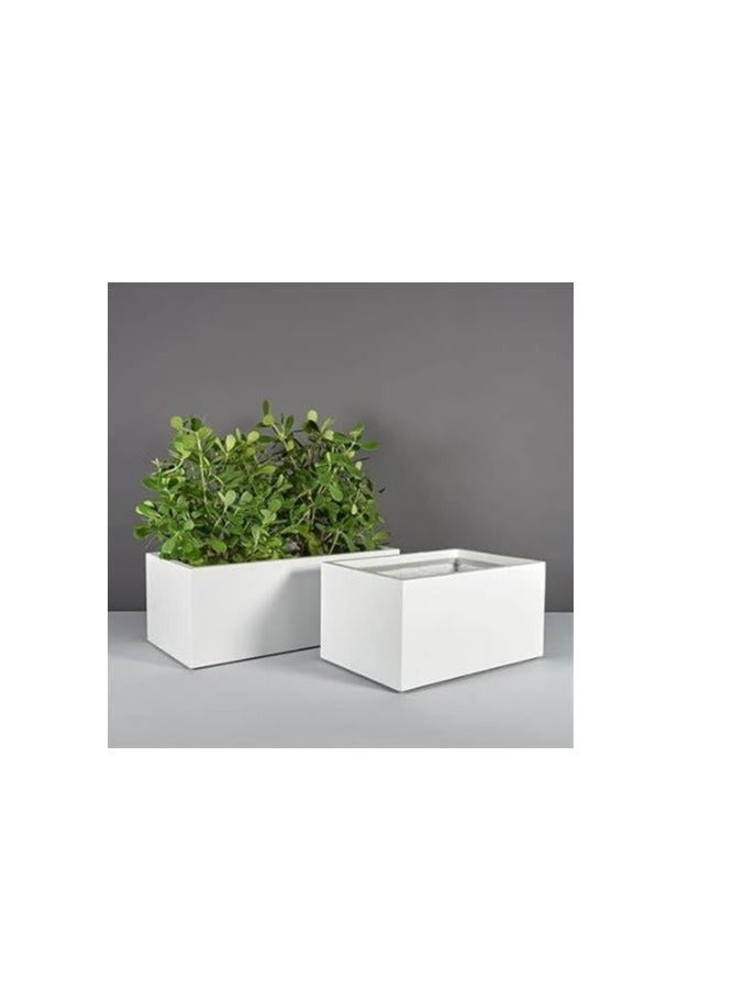 Generic GRP Fiberglass Square White Pot 50x20x20cm (LWH) for Plants and Flower White Color Planter for indoor and Outdoor 