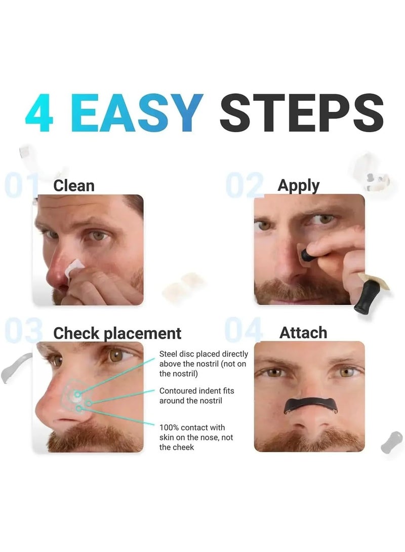 Breathing Nose Strip Starter Set with adjustable magnets, sweat-resistant and skin-safe nose strips, supports smoother breathing, improves sleep quality, Adult Breathing Support Set (30pcs) - Image 4