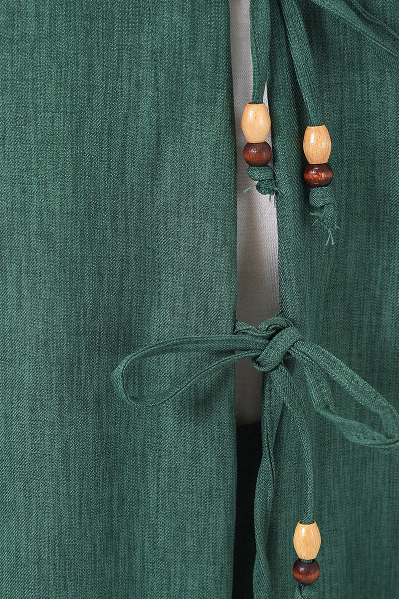Big Dart Pine Green BDART V-Neck Cardigan and Wide Leg Pants Set for Women | Best Price UAE