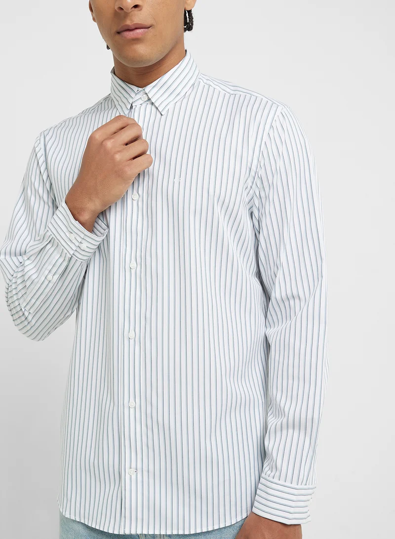 CALVIN KLEIN Stripe Detail Poplin Regular Fit Shirt