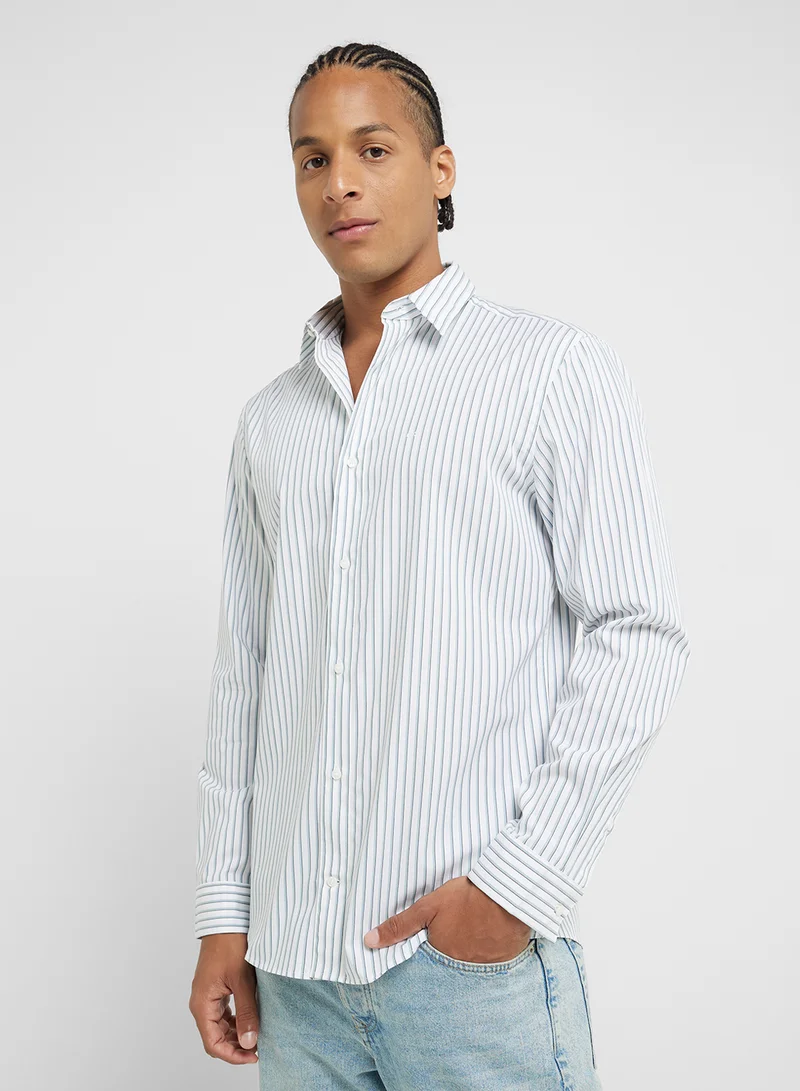 CALVIN KLEIN Stripe Detail Poplin Regular Fit Shirt