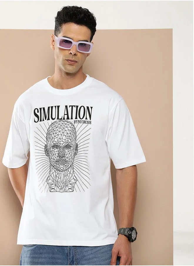ديفيرينس أوف أوبينيون Oversized Drop-Shoulder Graphic Print T-Shirt by Styli