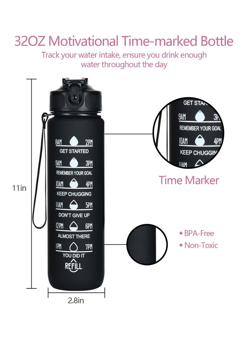 Generic 32 oz Sports Water Bottles with Motivational Time Marker Silicon Straw, Leakproof BPA Free, Drinking Sports Water Bottle for Fitness, Gym Outdoor Sports - Image 5