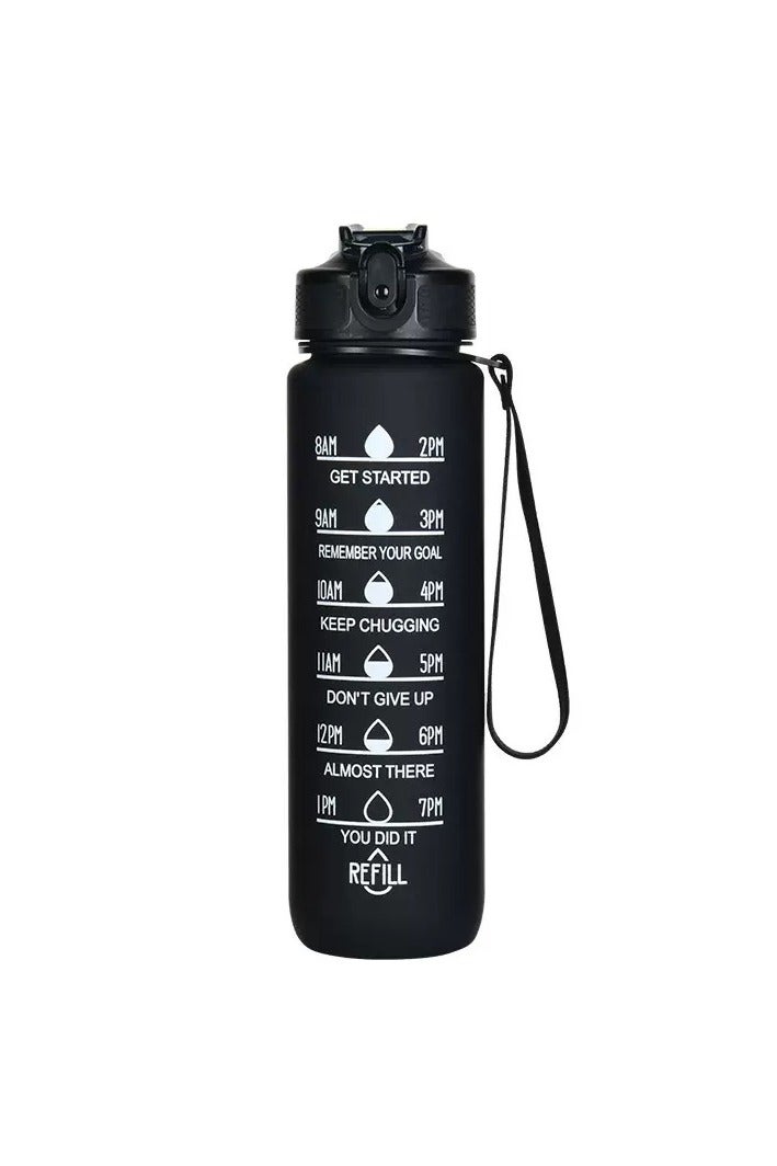 Generic 32 oz Sports Water Bottles with Motivational Time Marker Silicon Straw, Leakproof BPA Free, Drinking Sports Water Bottle for Fitness, Gym Outdoor Sports - Image 1