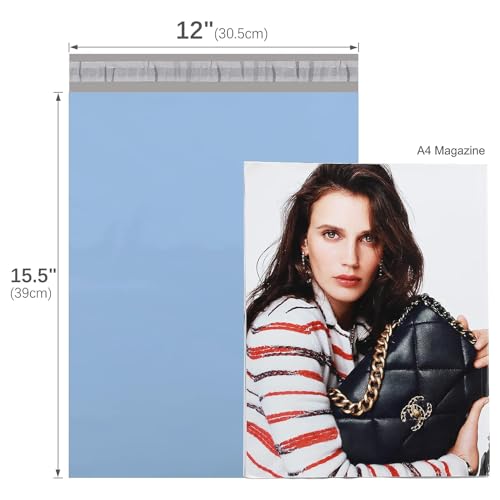 Metronic Poly Mailers 12x15.5 200 Pack, Medium Size Shipping Bags for Clothing, Strong Adhesive Mailing Bags, Tear-Proof Shipping Envelopes for Small Business, Boutique, Postal Bags Poly Bags in Blue - Image 5