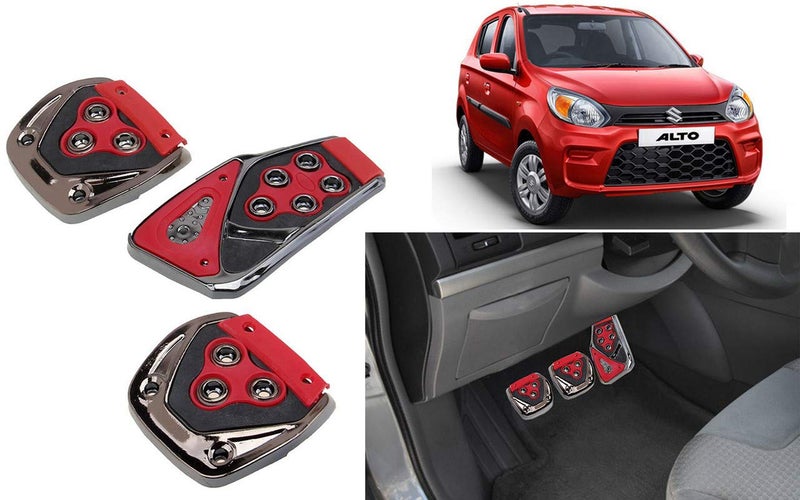 Selifaur - 3 Pcs Red Non-Slip Manual Car Pedals kit Pad Covers Set for Alto 800 2019 - Image 1