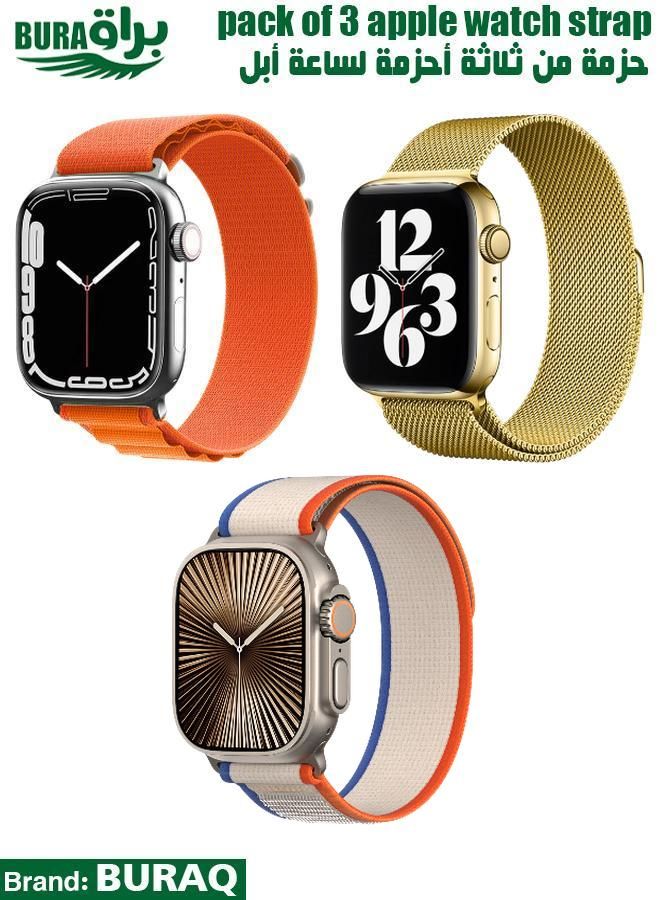 BURAQ Apple Watch Band Strap For Apple Watch Ultra 2/Ultra 49mm, Series 10 46mm, 9/8/7 45mm, SE2/SE/6/5/4 44mm, 3/2/1 42mm