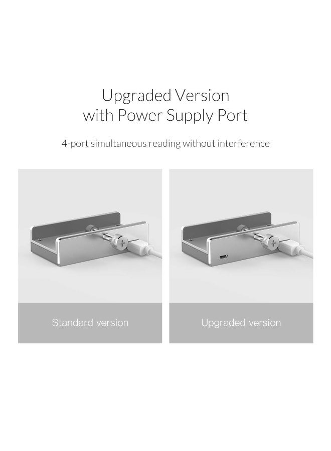 أوريكو أوريو USB 3.0 محور، USB موصل، الألومنيوم 4 منفذ USB مقسم مع منفذ تزويد طاقة إضافية و 4.92 FT USB A إلى USB A و USB A إلى USB C كابل، سطح المكتب المعزز USB محور للشاشات/المكتب -الفضة - Image 2