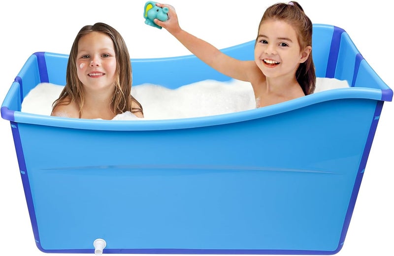 G Ganen Large Size Portable Ice Bath Tub for Toddler Teenager Twins Pets and Small Adults Foldable Ice Bath Tub for Both at Home and On The Go Blue - Image 3