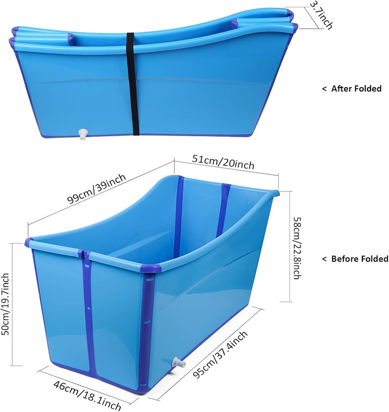 G Ganen Large Size Portable Ice Bath Tub for Toddler Teenager Twins Pets and Small Adults Foldable Ice Bath Tub for Both at Home and On The Go Blue - Image 2