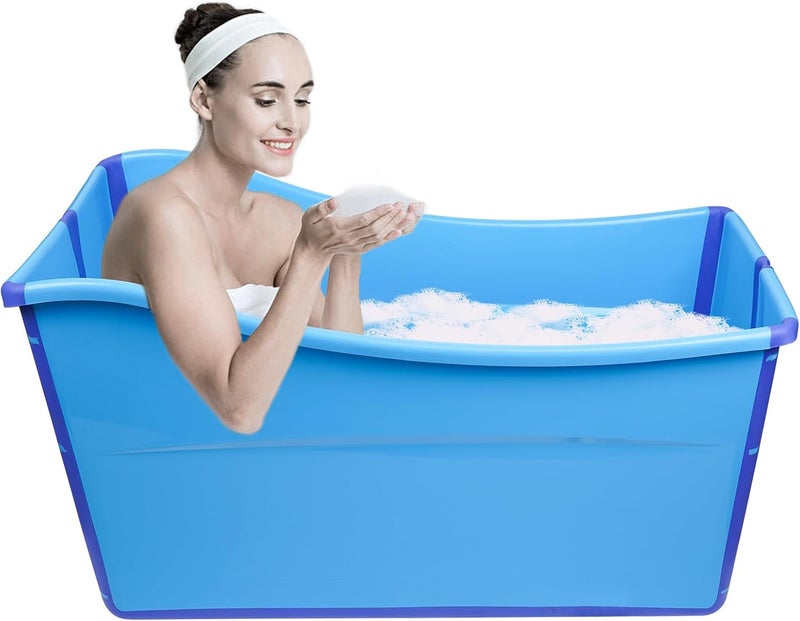 G Ganen Large Size Portable Ice Bath Tub for Toddler Teenager Twins Pets and Small Adults Foldable Ice Bath Tub for Both at Home and On The Go Blue - Image 1