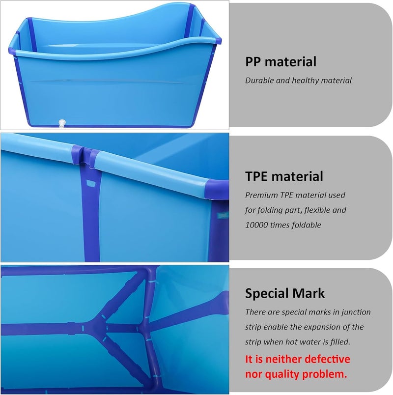 G Ganen Large Size Portable Ice Bath Tub for Toddler Teenager Twins Pets and Small Adults Foldable Ice Bath Tub for Both at Home and On The Go Blue - Image 4