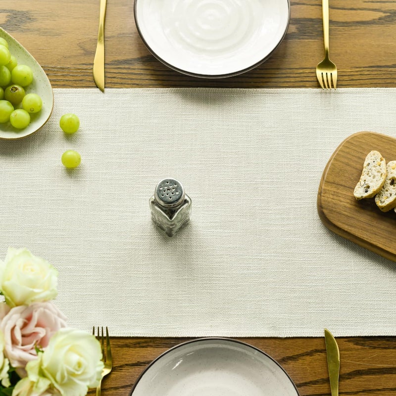 Artoid Mode Beige Tassel Table Runner, Boho Linen Blend Rustic Farmhouse Style Kitchen Table Decoration Holiday Wedding Party Dinning Decor 13x72 Inch - Image 2