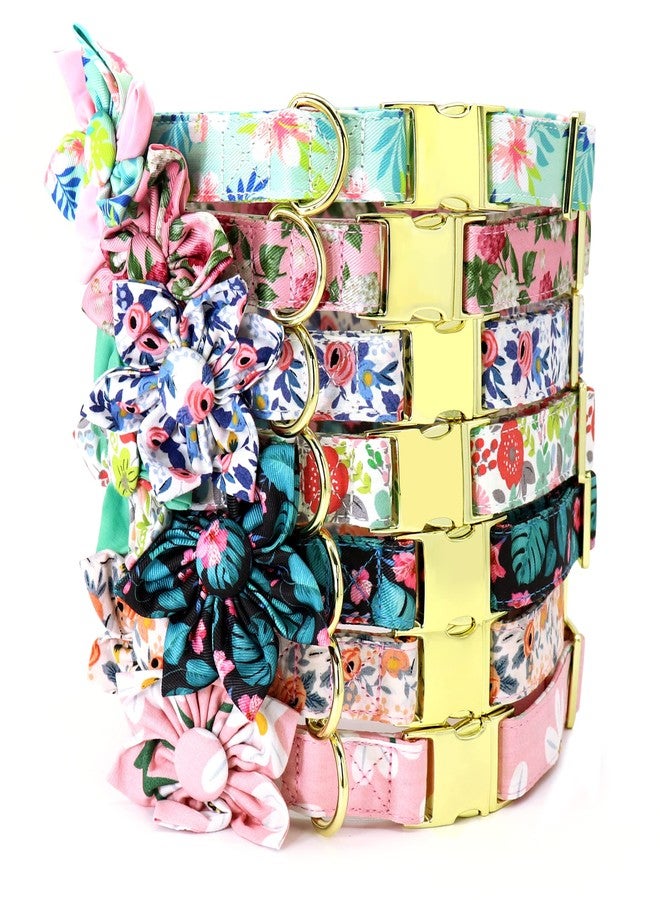 Beirui Cute Girl Dog Collars with Vibrant Floral Patterns, Female Dog Collar with Flower for Walking, Durable Adjustable Collar for Small Medium Large Dogs(XS, Pink-5) - Image 5