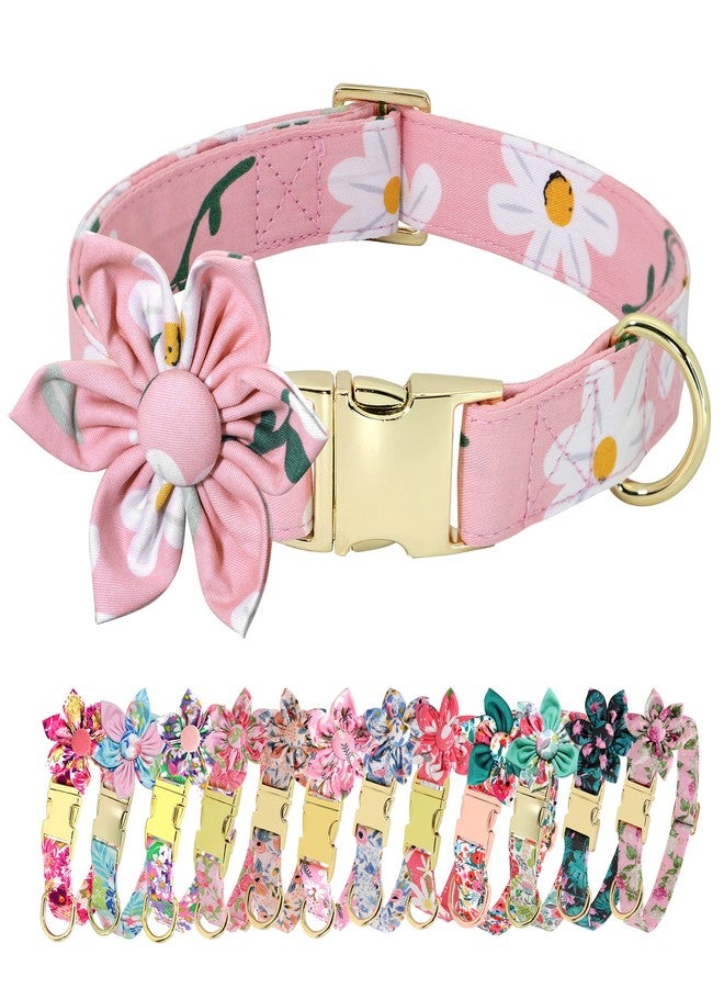 Beirui Cute Girl Dog Collars with Vibrant Floral Patterns, Female Dog Collar with Flower for Walking, Durable Adjustable Collar for Small Medium Large Dogs(XS, Pink-5) - Image 1