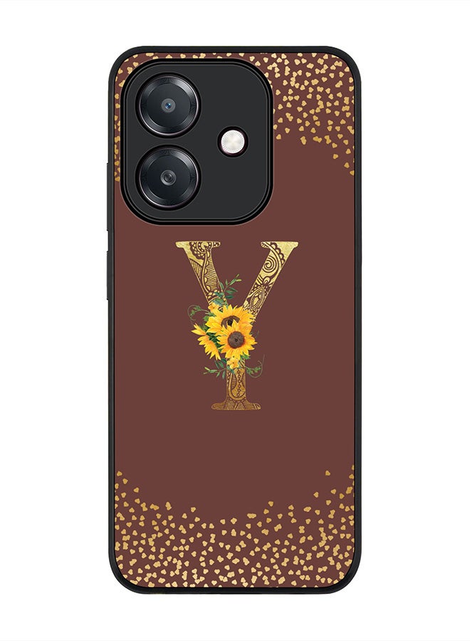 Stylizedd For Oppo A5i Case,Slim fit Camera Protection, Shockproof Thin Phone cover  - Custom Floral Monogram - Y  (Brown )