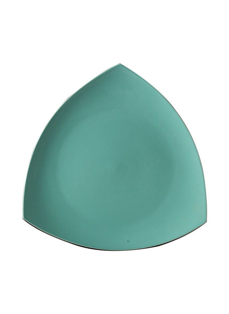 Caffeine Caffeine Ceramic Handmade Sea Green Snack Triangle Plate 11.5 Inch (Set of 1) 