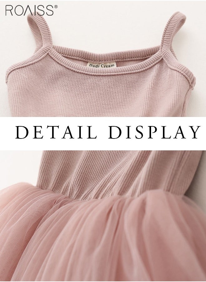 Toddler Baby Girls Princess Sleeveless Crochet Dress A Word Splice Pleated Mesh Tutu Dress Dancewear
