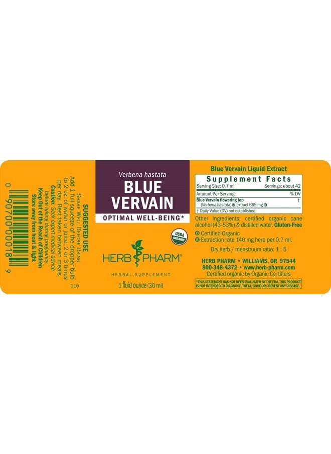 HERB PHARM Certified Organic Vervain Liquid Extract, Blue, 1 Fl Oz  - Image 5