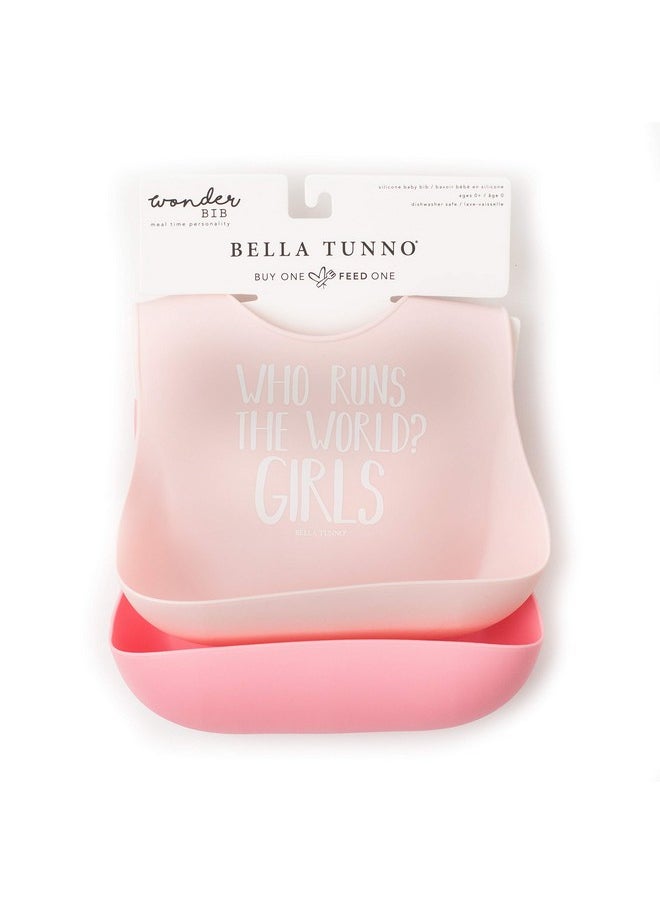 Bella Tunno - Wonder Bib 2Pk Adjustable Silicone Baby Bibs For Girls & Boys Durable And Waterproof Bpa Free Silicone Run The World & Hello Gorgeous - Image 1