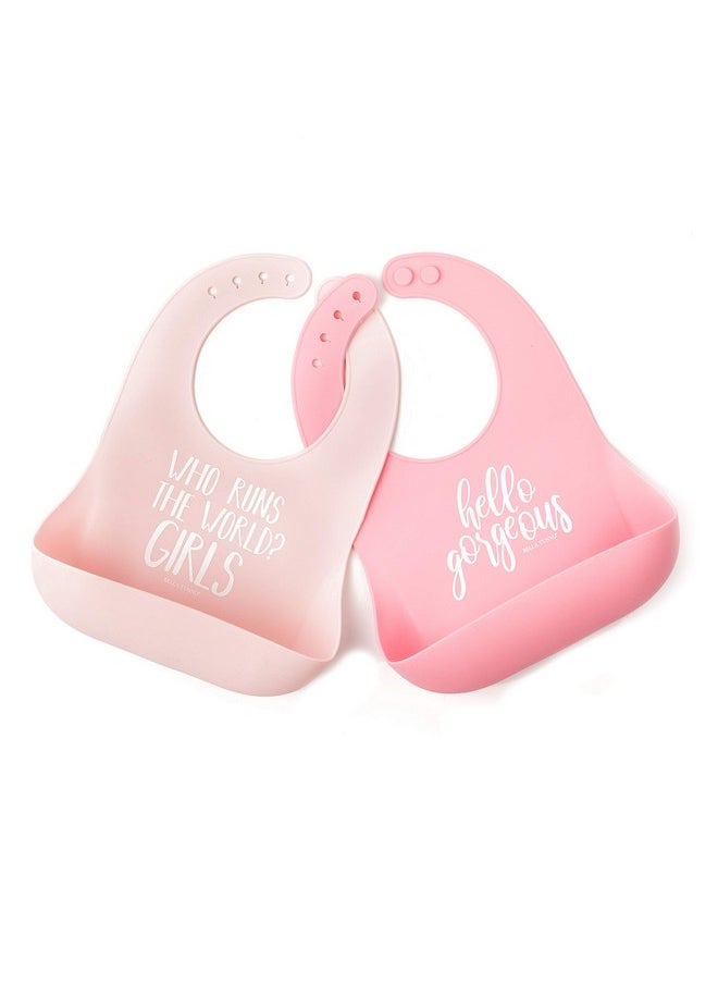 Bella Tunno - Wonder Bib 2Pk Adjustable Silicone Baby Bibs For Girls & Boys Durable And Waterproof Bpa Free Silicone Run The World & Hello Gorgeous - Image 1