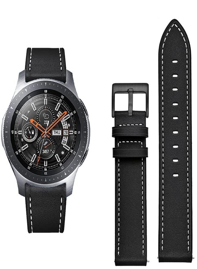 Olytop Galaxy Watch 3 45mm Bands/Galaxy Watch 46mm Bands/Gear S3 Bands, 22mm Leather Wristband Strap Women Men for Smaung Galaxy Watch 46mm/Gear S3 Frontier/Galaxy Watch 3 45mm, Black+Brown - Image 5