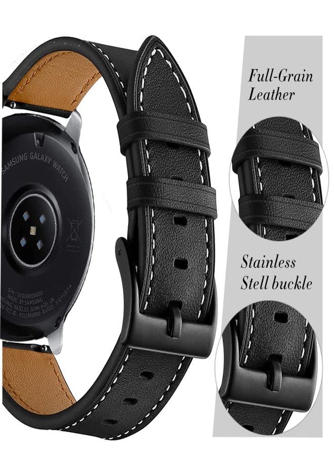 Olytop Galaxy Watch 3 45mm Bands/Galaxy Watch 46mm Bands/Gear S3 Bands, 22mm Leather Wristband Strap Women Men for Smaung Galaxy Watch 46mm/Gear S3 Frontier/Galaxy Watch 3 45mm, Black+Brown - Image 3