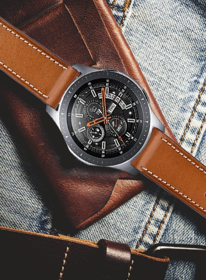 Olytop Galaxy Watch 3 45mm Bands/Galaxy Watch 46mm Bands/Gear S3 Bands, 22mm Leather Wristband Strap Women Men for Smaung Galaxy Watch 46mm/Gear S3 Frontier/Galaxy Watch 3 45mm, Black+Brown - Image 4