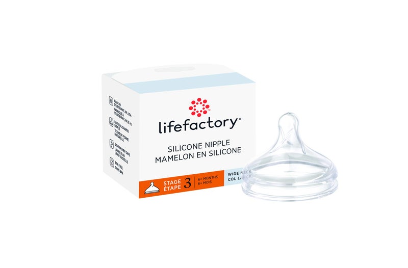 Lifefactory Stage 3 (6+ Months) Wide Neck Silicone Nipple, 1-Pack,Clear,LG8636 - Image 1