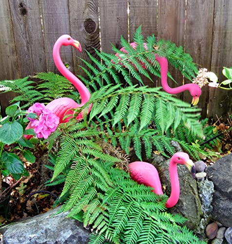 GiftExpress Pink Flamingos Yard Decorations 2 Pack Small 14 Tall Plastic Flamingo Statue wMetal Stakes Lawn Ornaments Garden Decor for Outdoor Parties - Image 3