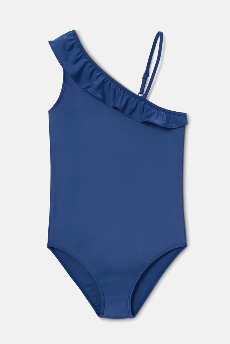 Tchibo Kids Girl Plain One Piece Swimsuit, Blue - Image 3