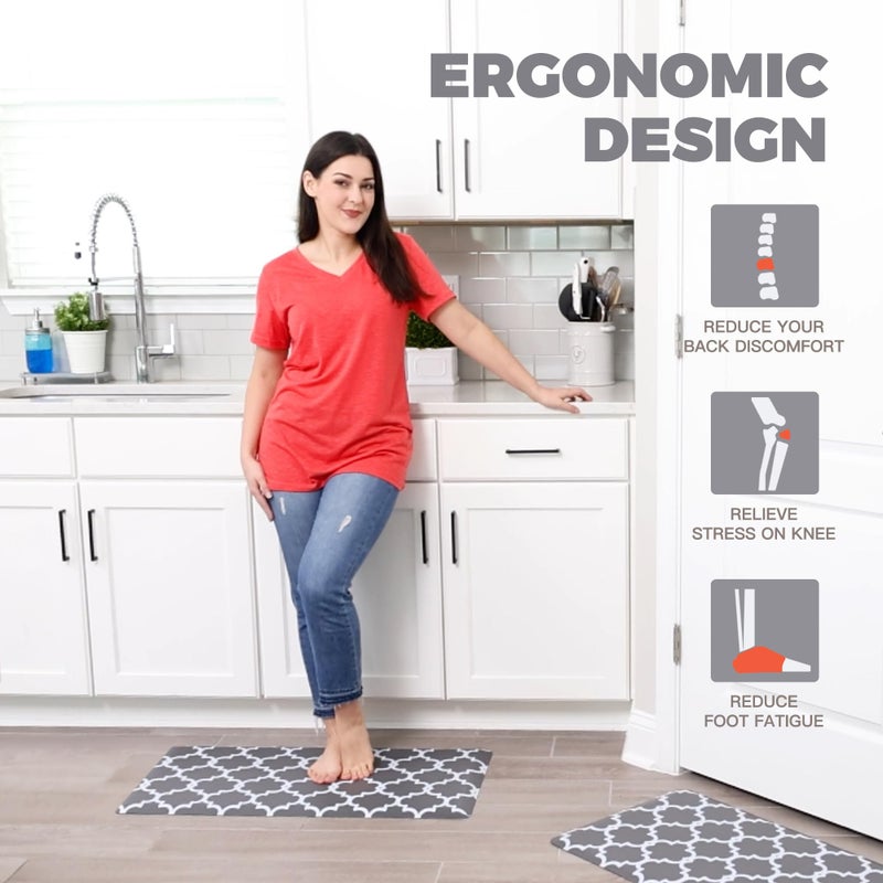 KOKHUB Kitchen Mat,1/2 Inch Thick Cushioned Anti Fatigue Waterproof Kitchen Rug, Comfort Standing Desk Mat, Kitchen Floor Mat Non-Skid & Washable for Home, Office, Sink,17.3"x28"- Grey - Image 2