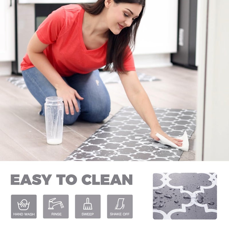 KOKHUB Kitchen Mat,1/2 Inch Thick Cushioned Anti Fatigue Waterproof Kitchen Rug, Comfort Standing Desk Mat, Kitchen Floor Mat Non-Skid & Washable for Home, Office, Sink,17.3"x28"- Grey - Image 4