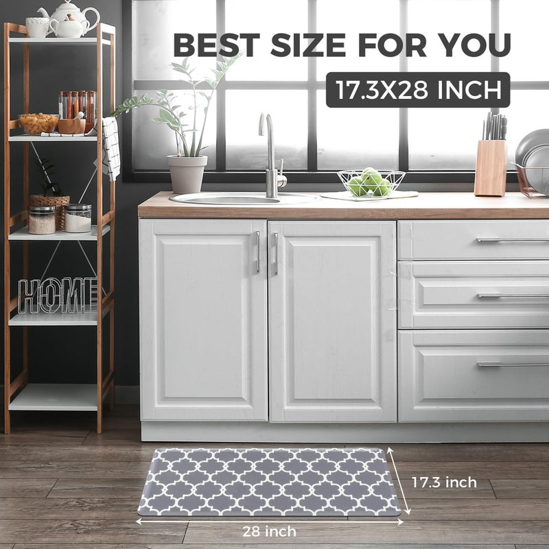 KOKHUB Kitchen Mat,1/2 Inch Thick Cushioned Anti Fatigue Waterproof Kitchen Rug, Comfort Standing Desk Mat, Kitchen Floor Mat Non-Skid & Washable for Home, Office, Sink,17.3"x28"- Grey - Image 3