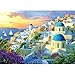Blueforest 1000 Piece Adult Jigsaw Puzzle Santorini Greece Sunset Beautiful Blue Domed Churches Aegean Sea Village Landscape Puzzle with Letters on Back for Adults Seniors Game Night - Image 2