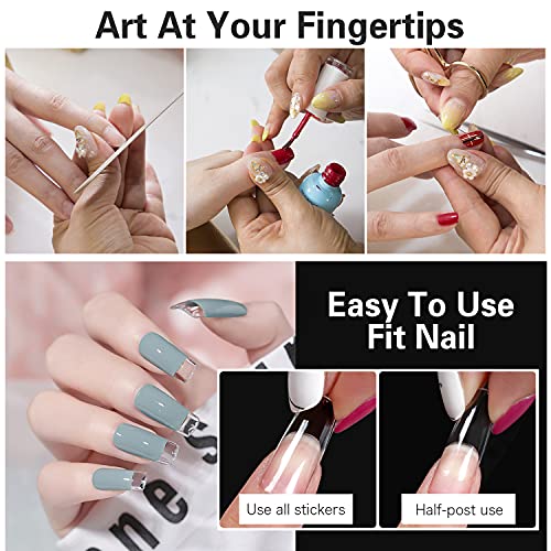 ELECTOMANIA 500Pcs Fake Nails, 10 Sizes Artificial Nails, Transparent Nails, Acrylic nails False Nail with Case for Nail Salons and DIY Nail Art (Square) - Image 5