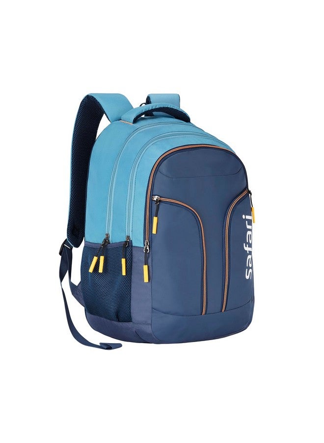 سفاري حقيبة ظهر سفاري فوغ 3 كاجوال متوافقة مع أجهزة الكمبيوتر المحمولة، 3 أقسام مع جيبين جانبيين وجيب أمامي واحد، وحلقة غمس، وجيب خدعة، وظهر وأكتاف مبطنة، 37 لتر، أزرق - Image 3