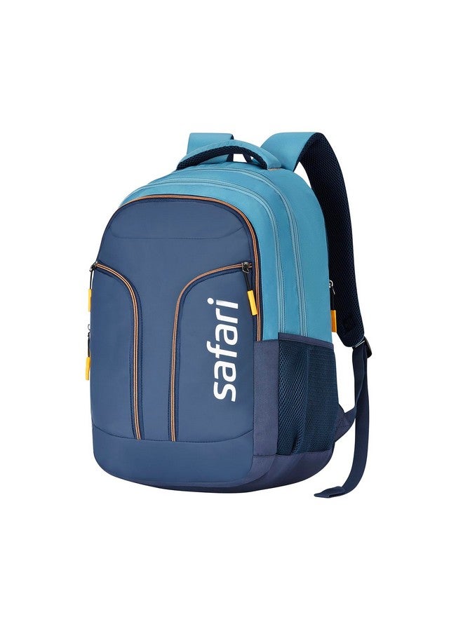 سفاري حقيبة ظهر سفاري فوغ 3 كاجوال متوافقة مع أجهزة الكمبيوتر المحمولة، 3 أقسام مع جيبين جانبيين وجيب أمامي واحد، وحلقة غمس، وجيب خدعة، وظهر وأكتاف مبطنة، 37 لتر، أزرق - Image 2
