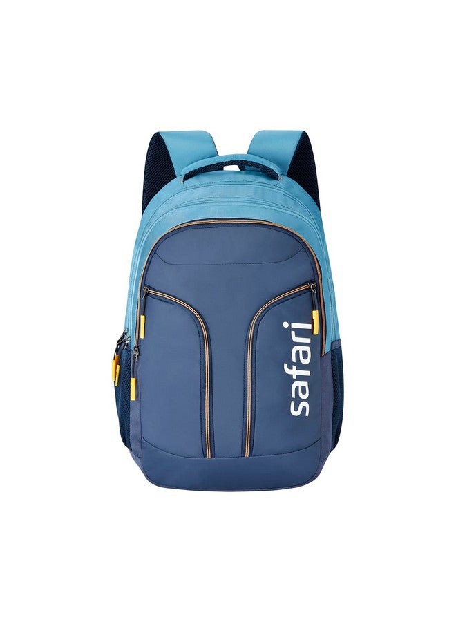 سفاري حقيبة ظهر سفاري فوغ 3 كاجوال متوافقة مع أجهزة الكمبيوتر المحمولة، 3 أقسام مع جيبين جانبيين وجيب أمامي واحد، وحلقة غمس، وجيب خدعة، وظهر وأكتاف مبطنة، 37 لتر، أزرق - Image 1