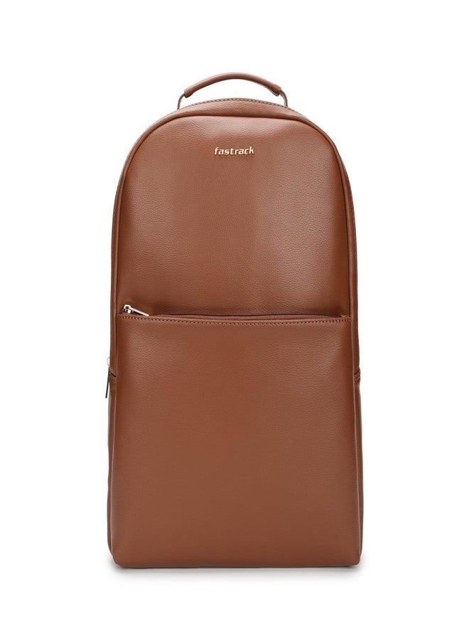 Fastrack Tan Textured Backpack | Textured Faux-Leather | Women’s Laptop Backpack | Stylish Everyday Essential - Image 1