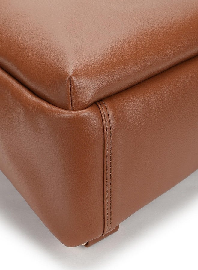 Fastrack Tan Textured Backpack | Textured Faux-Leather | Women’s Laptop Backpack | Stylish Everyday Essential - Image 4