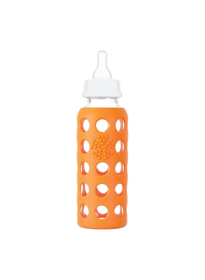 Lifefactory 9-Ounce BPA-Free Glass Baby Bottle with Protective Silicone Sleeve and Stage 2 Nipple, Papaya - Image 2