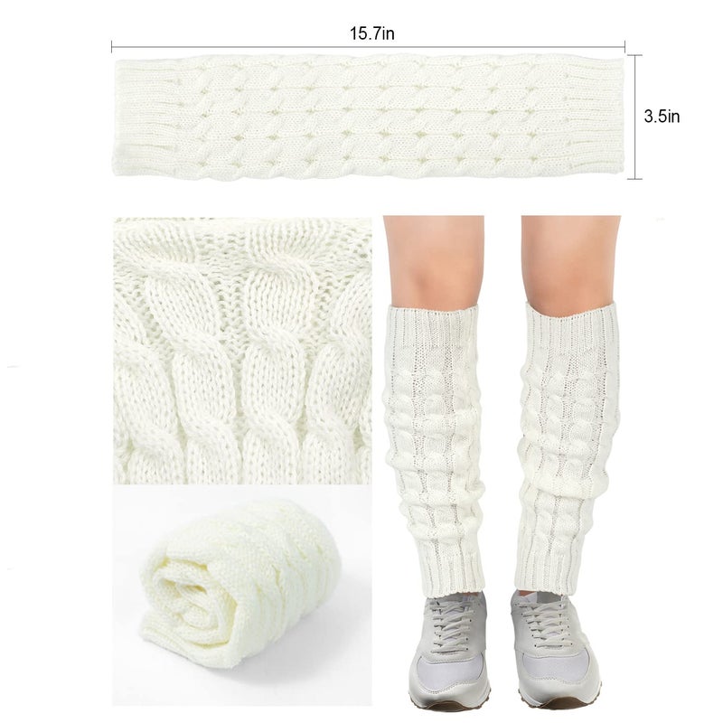 Junely Leg Warmers 80s Kawaii Leg Warmer Knit Legwarmers Halloween Lolita Gyaru Goth Emo Gothic Accessories for Ballet Figure Skating Ice Skating Dance White - Image 5