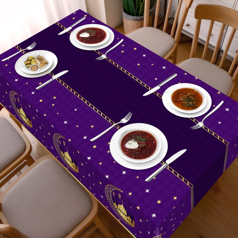 Childom 3 Pack Ramadan Table Cloth,Ramadan Decorations for Home,54" x 108" Eid Mubarak Decorations,Eid Ramadan Tablecloth Rectangular,Purple Plastic Table Cloth Disposable Table Cover for Party Favors - Image 2