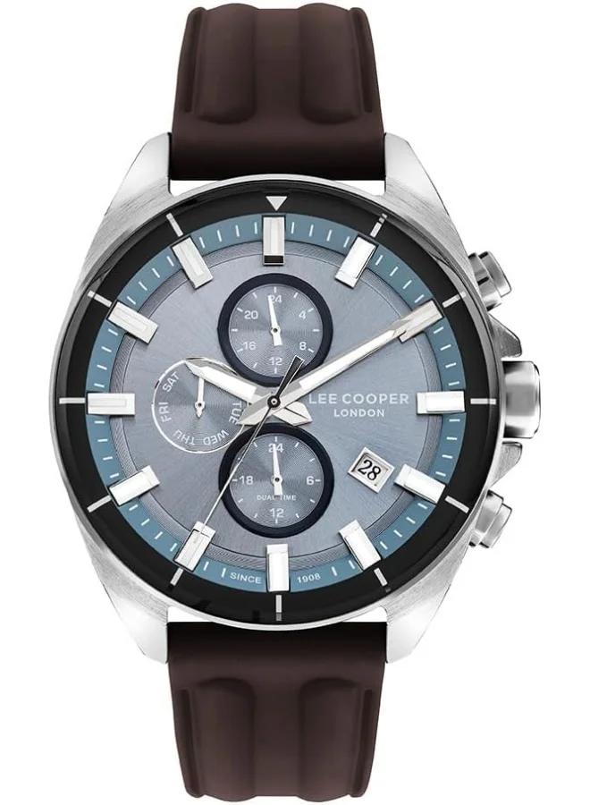 لي كوبر Lee Cooper Men's VX9NE1 Movement Watch, Multi Function Display and Silicone Strap - LC07881.394, Brown